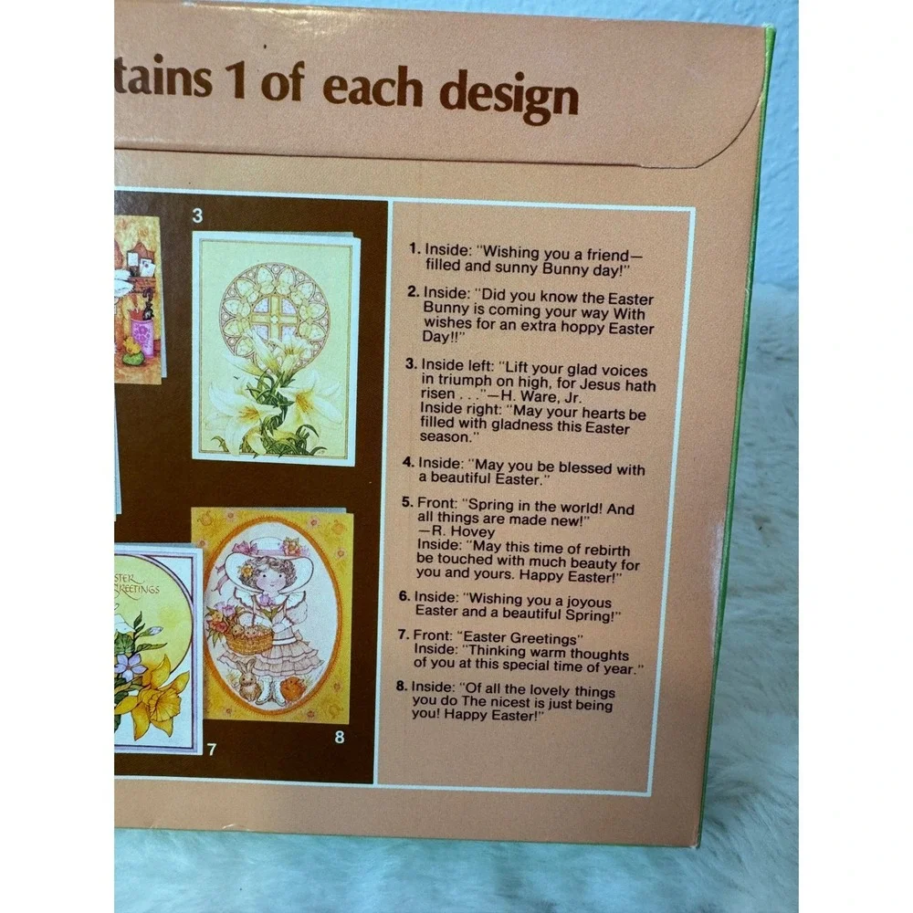 Vintage 1981 Current Easter Card Assortment Boxed Set 8 Designs Bunny Floral